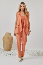 Conjunto de Calça e Colete com Amarração Laranja
