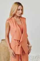 Conjunto de Calça e Colete com Amarração Laranja