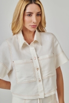 Conjunto de Cal&ccedil;a C&oacute;s Alto e Camisa Off White