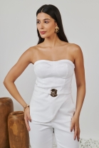 Conjunto de Calça e Blusa Tomara que Caia Off White