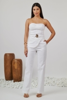 Conjunto de Calça e Blusa Tomara que Caia Off White
