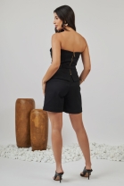 Conjunto de Short e Blusa Tomara que Caia Preto