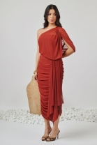 Vestido Midi em Tule Ombro &Uacute;nico Terra 