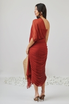 Vestido Midi em Tule Ombro &Uacute;nico Terra 