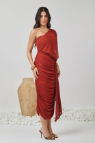 Vestido Midi em Tule Ombro &Uacute;nico Terra 