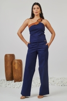 Conjunto de Cal&ccedil;a e Cropped Al&ccedil;a &Uacute;nica Azul