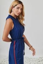 Vestido Midi com Ziper Frontal Azul