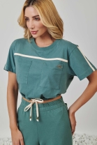 Conjunto de Cal&ccedil;a com Cropped em Malha Verde
