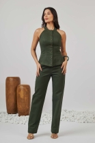 Conjunto de Calça Sarja com Blusa Verde