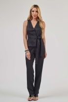 Conjunto de Calça com Colete em Alfaitaria Preto