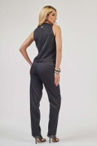 Conjunto de Calça com Colete em Alfaitaria Preto