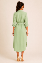 Vestido Mídi com Abotoamento Frontal Verde