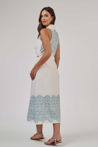 Vestido Midi Off White com Bordados