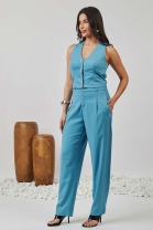 Conjunto de Calça e Colete Cropped Azul