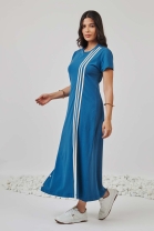 Vestido Midi com Fenda Lateral Azul