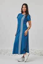 Vestido Midi com Fenda Lateral Azul