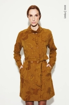 Vestido Curto Com Abotoamento Frontal Mostarda