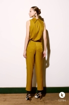 Conjunto Acetinado de Calça e Blusa Mostarda