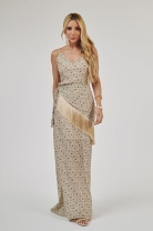 Vestido Longo de Alças Finas Estampado
