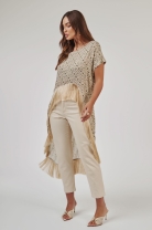 Conjunto de Calça e Blusa com Franja Estampada