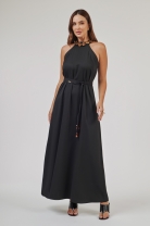 Vestido Longo com Fenda Preto