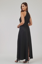 Vestido Longo com Fenda Preto