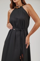 Vestido Longo com Fenda Preto