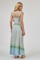 Vestido Longo com Abotoamento Frontal Sobreposi&ccedil;&atilde;o