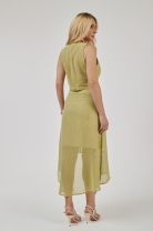 Conjunto de Saia Assimétrica e Cropped Verde