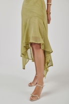 Conjunto de Saia Assimétrica e Cropped Verde
