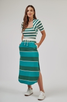 Conjunto Saia Midi Mix de Listras Verde