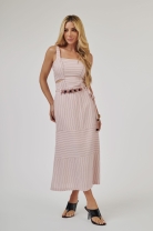 Vestido Midi com Recortes Risca de Giz