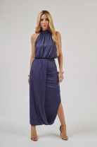 Conjunto de Saia e Cropped Drapeado Marinho