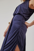 Conjunto de Saia e Cropped Drapeado Marinho