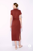 Vestido Mídi com Decote em V Vinho