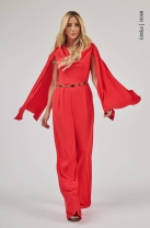 Macac&atilde;o Pantalona com Sobreposi&ccedil;&atilde;o Vermelho