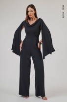 Macac&atilde;o Pantalona com Sobreposi&ccedil;&atilde;o Preto