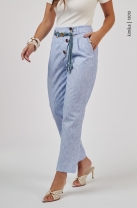 Calça com Transpasse Azul