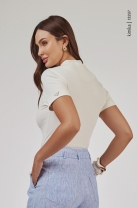 Blusa de Malha Canelada Off White