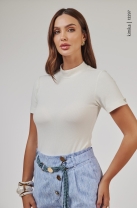 Blusa de Malha Canelada Off White