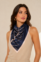 Lenço Feminino Folhas Preto