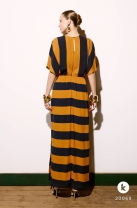 Vestido Longo com Decote em V Listrado