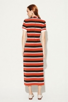 Vestido Longo com Gola Polo Terra Listrado