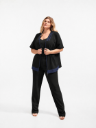 Trijunto de Calça e Blusa de Ziper Plus Size Preto