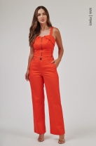 Conjunto Cal&ccedil;a e Blusa com Ziper Frontal Laranja