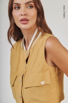 Conjunto Calça e Blusa com Ziper Frontal Amarelo