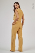 Conjunto Calça e Blusa com Ziper Frontal Amarelo