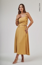 Conjunto de Saia Midi com Blusa Amarelo