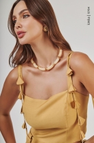 Conjunto de Saia Midi com Blusa Amarelo