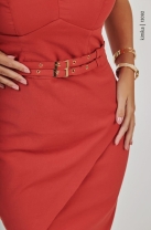 Vestido Midi com Fenda Lateral Terra Cota